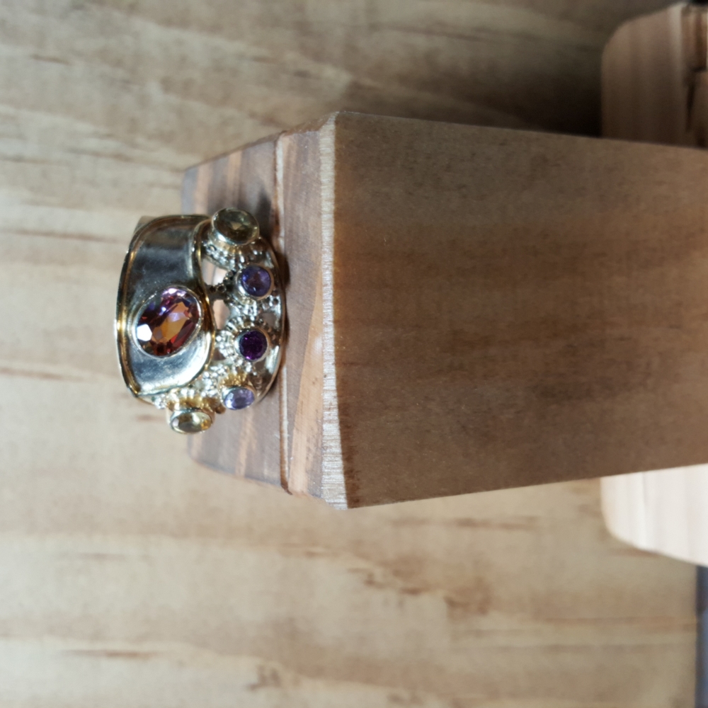 Multi-Gemstone Sterling Silver Ring